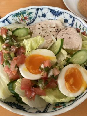 ゆで卵とゆでキャベツのサラダ