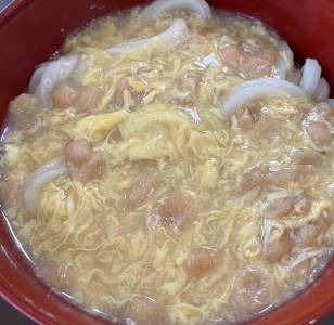 揚げ玉の卵とじうどん