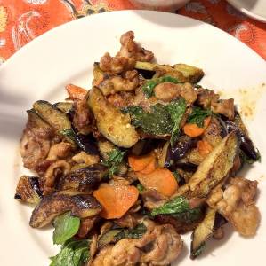 豚肉となすのみそカレー炒め