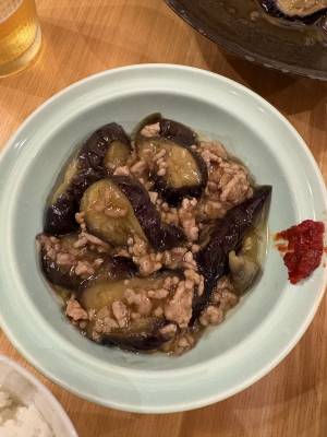 なすとひき肉のピリ辛炒め