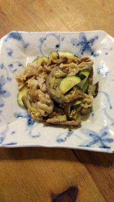 豚肉となすのみそカレー炒め