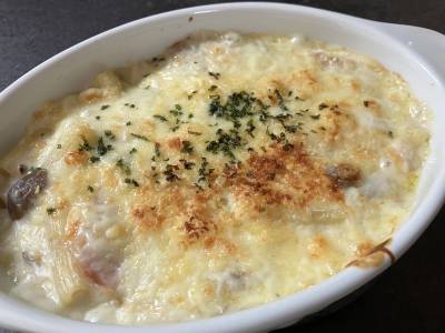 ねぎときのこのグラタン