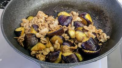 なすと豚バラのポン酢炒め