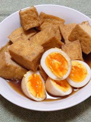 ゆで卵と厚揚げの甘辛煮