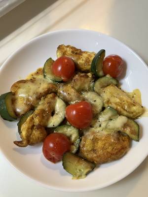 鶏とズッキーニのカレーじょうゆ