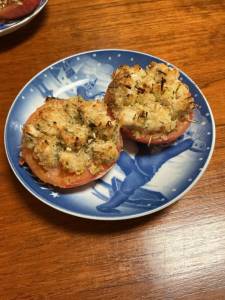 トマトとかじきのパン粉焼き