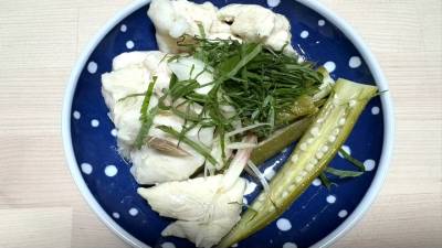 オクラとささ身のわさびマリネ