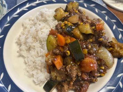 合いびき肉の夏野菜カレー