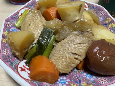 野菜と鶏手羽の梅照り煮