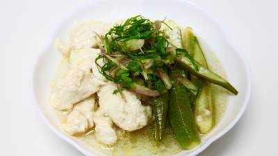 オクラとささ身のわさびマリネ