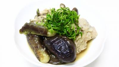 なすと肉だんごの甘辛煮