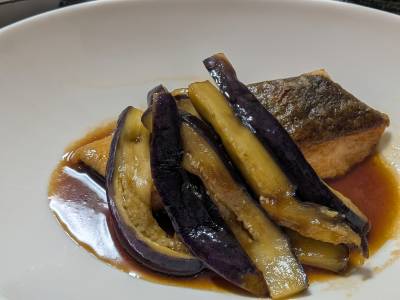 なすとさけの照り焼き