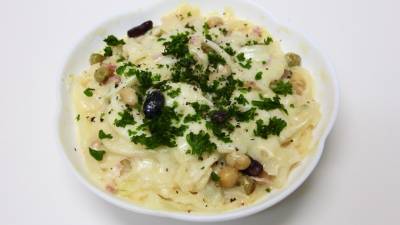 ミックスビーンズとれんこんのレンチングラタン