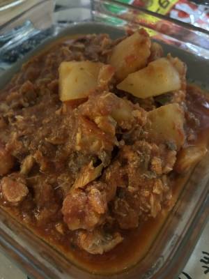 さば缶のじゃがいもトマト煮