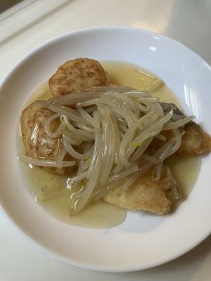 鶏むねの揚げ焼き　もやしあん