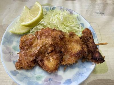 かじきとたまねぎの串カツ風