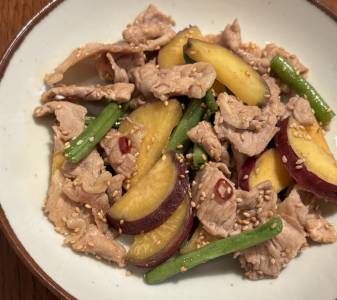 さつまいもと豚バラの塩きんぴら