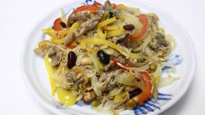 ミックスビーンズと豚肉の南蛮漬け