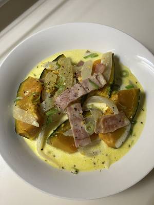 かぼちゃとベーコンのクリーム煮
