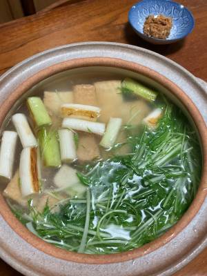 焼きねぎと厚揚げのとろみ鍋