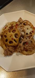 れんこんと豚肉のにんにくみそ炒め