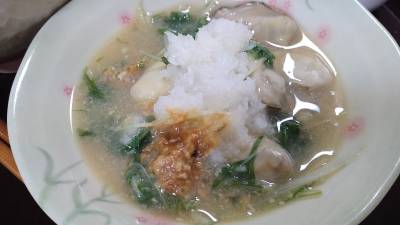 春菊とかきの昆布蒸し