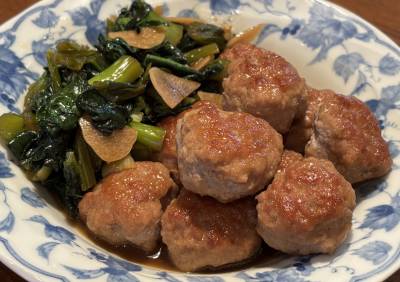 豚だんごと小松菜の甘辛煮
