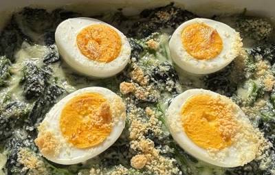 ほうれんそうと卵のグラタン