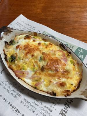 ねぎとハムのキッシュ風