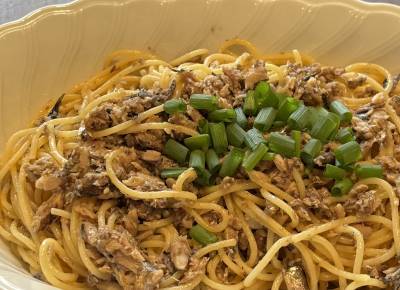 オイルサーディンの和風スパゲッティ