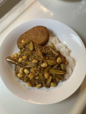 ごぼうと豆のキーマカレー