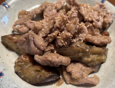なすと豚肉のみそ炒め