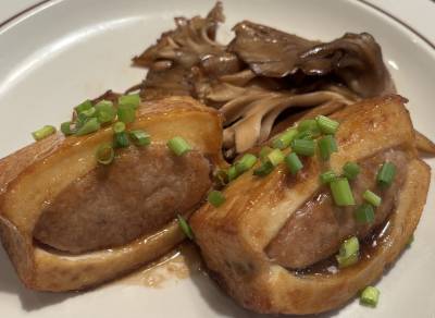 厚揚げの肉詰め焼き