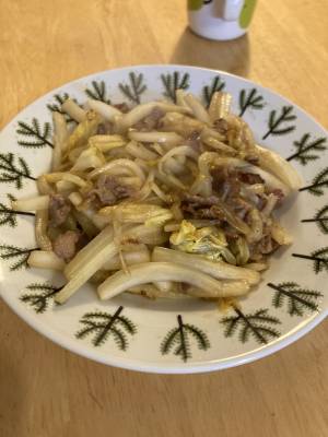 白菜と豚肉のオイスターソース炒め