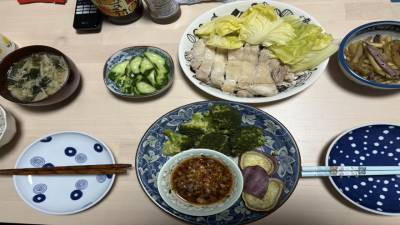 蒸し鶏のレモンしょうがだれ