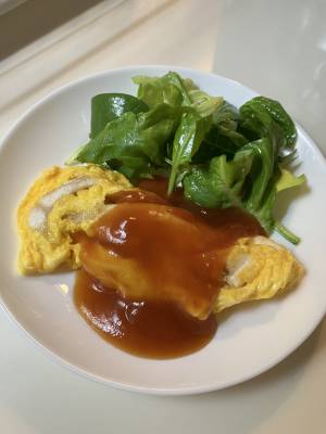 たいのオムレツ ケチャップ甘酢あん