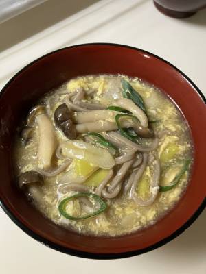 しめじの卵とじそば