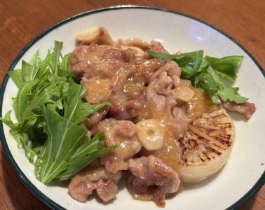焼き大根の豚こま肉みそ