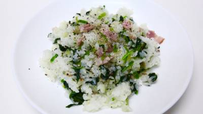 ほうれんそうとベーコンの洋風“かて飯”