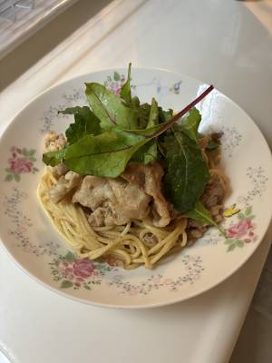 肉まみれ坦々パスタ