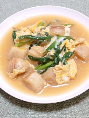 麩（ふ）とねぎの卵とじ