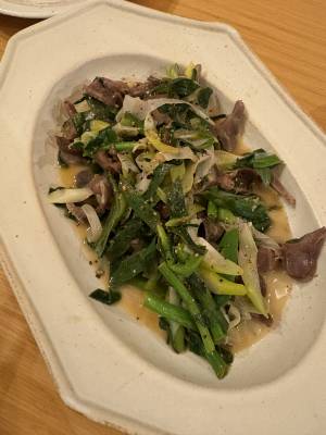 青ねぎと砂肝の柚子炒め