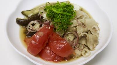 豚バラとなす、トマトのサッとすき煮