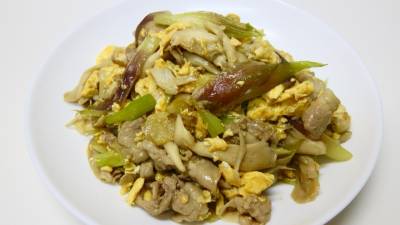 みょうがと豚肉の卵炒め