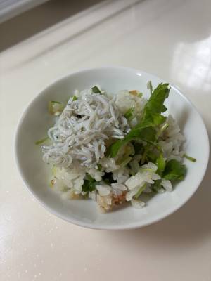 みつばの混ぜご飯しらすのせ