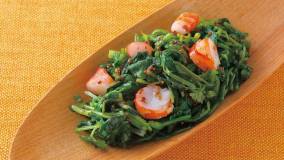 せりとえびのはちみつマスタードあえ