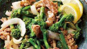 豚肉と菜の花のレモンじょうゆ炒め